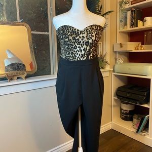 Express animal print body suit pants.